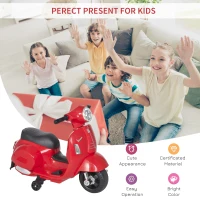 HOMCOM Vespa Licensed 6V Kids Electric Motorbike Ride On Motorcycle  Battery Powered for 18-36 Months with Horn Light Red(m-4)