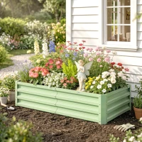 Outsunny Carré Potager de Jardin Rectangulaire, Tôle d'Acier Ondulée, 120 x 60 x 30,5 cm, Vert(m-9)