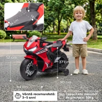 HOMCOM Motocicletă Electrică pentru Copii cu Licență HONDA, Baterie Reîncărcabilă 6V, Viteză 3km/h, Roșie(m-3)