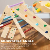 AIYAPLAY Toddler Climbing Frame for Kids with Ramp, 3 in 1 Wooden Pikler Triangle Set for 18-48 Months, Multicolour(m-6)