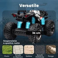 HOMCOM Quad Elettrico per Bambini 3-5 Anni a 12V con Fari e Pedale, Presa USB per Musica, Bianco(m-5)