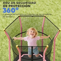 HOMCOM Cama Elástica Infantil Trampolín para Niños +3 Años con Red de Seguridad 122x111x190 cm Rosa(m-6)