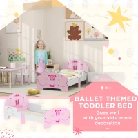 AIYAPLAY Ballet Theme Toddler Bed Frame with Safety Rails for 3-6 Years, Pink(m-6)