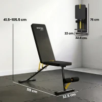 SPORTNOW Adjustable Weight Bench, 300kg Incline Decline Flat Foldable Bench Press with 7 Backrest Positions and Resistance Bands(m-3)