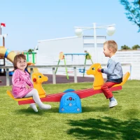 HOMCOM Kids Seesaw Teeter Totter 2 Seats with Easy-Grip Handles, Indoor Outdoor Living Room Playroom Garden, for 1-4 years old(m-2)