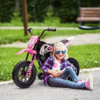 AIYAPLAY Moto électrique pour enfant moto cross pour enfants de 3 à 6 ans 2 moteurs 12V vitesse 5 km/h 109,5x60x72,5cm rose(m-15)