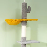 PawHut Arbre à chat, hauteur 275 cm, 6 niveaux pour chat d'intérieur, du sol au plafond, avec plate-formes, niche, gris clair(m-9)