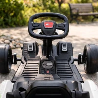 AIYAPLAY 24 V Elektro Go-Kart für Kinder Bis 18 Km/h Gokart mit Drift-Funktion, Drift-Kart mit 2 Motoren verstellbar Sitz Weiß(m-8)