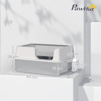 PawHut Arenero para Gatos de Acero Inoxidable XL Caja de Arena para Gatos Grandes Arenero con Borde Alto Pala Gris Claro(m-3)