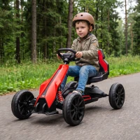 HOMCOM Elektro Go-Kart für Kinder 3-5km/h Gokart mit 2-Fach verstellbarem Geschwindigkeit, Sicherheitsgurt, EVA-Räder für 3-8(m-2)