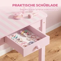 AIYAPLAY Kinder Schminktisch Set 2 in 1 Frisiertisch Schreibtisch mit Hocker abnehmbarem Spiegel Schublade für Mädchen 3-6 Rosa(m-6)