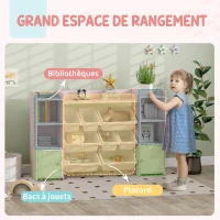 AIYAPLAY Meuble rangement enfant, étagère de rangement pour jouets enfants avec 8 bacs amovibles, 140 x 30 x 90 cm, rose(m-4)