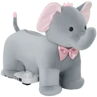 AIYAPLAY Elefante Eléctrico con Música Batería 6V Tacto Suave Ruedas Silenciosas de PU Marcha Adelante Gris(m-1)