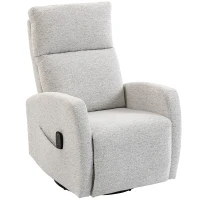 HOMCOM Fauteuil inclinable de massage et chauffage, fauteuil de relaxation en chenille, dossier réglable, pivotant 360°, crème(m-1)