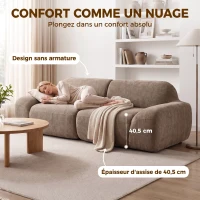 HOMCOM Canapé 3 Places en Chenille 244 cm, Canapé Salon Moderne, Assise et Accoudoirs Larges, Ressorts Ensachés, Marron Clair(m-6)