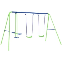 Outsunny Conjunto de Baloiços de Jardim com Altura Ajustável Baloiços para Crianças com Baloiço Duplo  280x140x178 cm Verde(m-11)