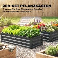 Outsunny Lot de 2 carrés potagers de jardin rectangulaire tôle d'acier ondulée 120 x 60 x 30,5 cm gris(m-4)