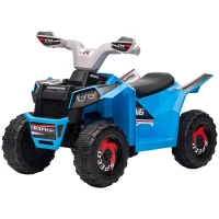 HOMCOM Quad per Bambini 18-36 Mesi in PP e Metallo, Velocità max 2.5 km/h, 70x41.5x48.5 cm, Blu Grigio e Nero(m-11)