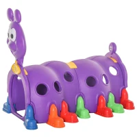 Outsunny Kids Play Tunnel, Caterpillar Crawling Tunnel, for Ages 3-6 Years - Purple(m-10)