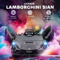 HOMCOM Macchina Elettrica per Bambini 3-5 Anni Lamborghini 12V con Telecomando e Velocità 3-5km/h, Nero(m-3)