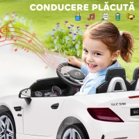 AIYAPLAY Mașină Electrică pentru Copii Licențiată Mercedes SLC 300 cu Telecomandă, din PP și Metal, 107x62.5x44 cm, Albă(m-6)