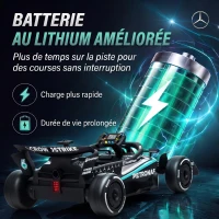 AIYAPLAY Kart Électrique Enfants 12V, Go Kart Mercedes-AMG PETRONAS F1 avec 2 Moteurs, Télécommande, 3 Vitesses, Noir(m-5)