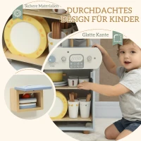 AIYAPLAY Spülküchen-Set, Holzgeschirrspüler für Kinder, 32 Zubehör-Teile, MDF, für Kinder ab 3 Jahren, Hellblau(m-6)