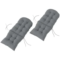 Outsunny Lot de 2 Coussin de Siège pour Chaise Adirondack avec Attaches Sécurisées, Design Capitonné Doux et Épais, Gris(m-12)