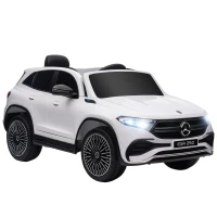 HOMCOM Elektrische kinderauto, gelicenseerde Mercedes-Benz EQA, 3-8 km/u, muziek, koplampen, claxon, afstandsbediening, wit(m-1)