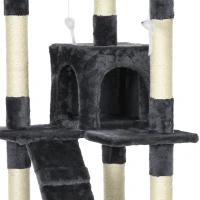 PawHut Krabpaal 173 cm met kattenhuisje, sisalpalen en groot platform - donkergrijs(m-13)