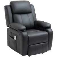 HOMCOM Riser and Recliner Chair with Vibration Massage, PU Leather Power Lift Chair for Elderly, Black(m-10)