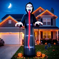 Outsunny Opblaasbaar Halloween-skelet 310 cm met geïntegreerde ledverlichting, griezeldecoratie voor binnen en buiten(m-4)