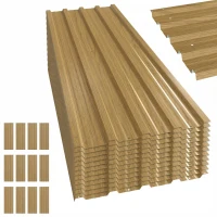 Outsunny Lot de 12 Panneaux en Acier Galvanisé Résistant aux Intempéries, Bois Naturel, Dim. d'un Panneau 129L x 45l cm(m-10)