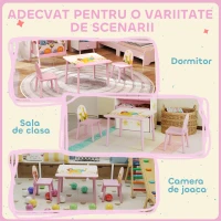 AIYAPLAY Set masă și scaune pentru copii 3-8 ani, cu motive animale și margini rotunjite, din MDF și lemn de pin, roz(m-6)