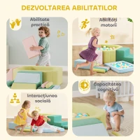 AIYAPLAY Set 15 Blocuri de Construcții Moi Modulabile pentru Copii cu 200 Bile pentru Uz Interior, Multicolor(m-7)