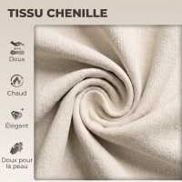 HOMCOM Tabouret de coiffeuse en chenille, tabouret de maquillage pivotant, tabouret de bar réglable en hauteur 51-66 cm, crème(m-6)