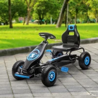 HOMCOM Go Kart a Pedali per Bambini da 5-12 Anni con Sedile Regolabile e Ruote in Gonfiabili, Blu(m-10)