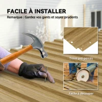Outsunny Lot de 12 Panneaux en Acier Galvanisé Résistant aux Intempéries, Bois Naturel, Dim. d'un Panneau 129L x 45l cm(m-5)