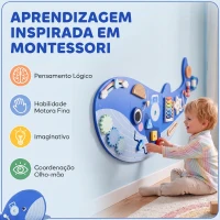 AIYAPLAY Quadro Sensorial Montessori Baleia Busy Board 13 em 1 para Crianças +2 Anos, Azul(m-5)