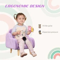 ZONEKIZ Kids Armchair Toddler Sofa Children Chair with Arm Rest, Wooden Frame, Velvet, PP Legs, Cloud Shape, for Ages 1.5-3 Years - Purple(m-6)
