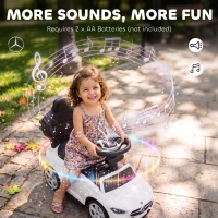 AIYAPLAY Porteur Enfants 3 en 1 Mercedes-Benz sous Licence, Garde-Corps, Espace de Rangement, Klaxon, 83x40x90cm, Blanc(m-9)