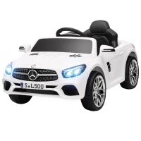 AIYAPLAY Voiture Électrique Enfants 12V Mercedes-Benz SL500, 3-5 km/h, 2 Moteurs, Télécommande 2,4G, pour 3-5 Ans, Blanc(m-15)