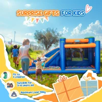 Outsunny Castello Gonfiabile per Bambini 3-8 Anni con Scivolo, Trampolino e Piscina, 380x340x170cm(m-9)