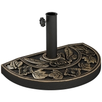 Outsunny Pied de parasol base de lestage parasol demi-cercle poids net 9 kg résine imitation fonte motif fleur bronze