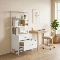 HOMCOM Mueble Archivador con Estantería 2 Cajones Encimera para Impresora Cerradura para A4 Letter Legal Blanco(m-8)