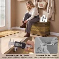 HOMCOM Coffre de Rangement, Banc de Rangement avec Couvercle Rabattable et Charnières de Sécurité, 80 x 40 x 45 cm, Marron(m-6)