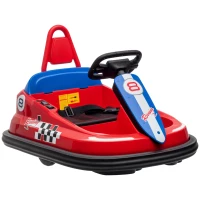 HOMCOM 6V Electric Kids Bumper Car, 6V Spin Waltz Car, with Music, Horn, Lights - Red(m-1)