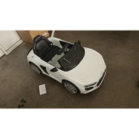 AIYAPLAY Coche Eléctrico para Niños Audi R8 Spyder 12 V con Mando 2,4G 2 Motores Arranque Suave y Suspensión Trasera Blanco(m-5)