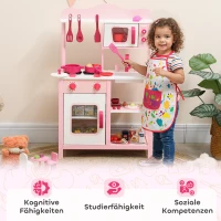 AIYAPLAY Kinderküche zum Spielen, Zubehör aus Holz, Küchengeräte, kompakt, Geräusche, Rosa(m-8)