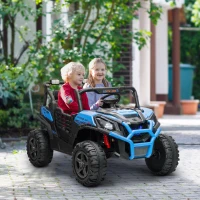 AIYAPLAY Macchina Elettrica per Bambini 24V a 2 Posti con Telecomando e 3 Velocità, Età 3-8 Anni, Blu(m-10)
